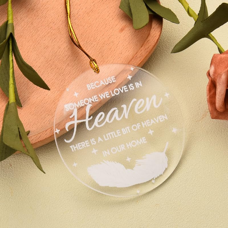 Christmast Memorial Ornaments Rremember Keepsake, Bereavement Memorial Gifts for Loss of Loved One Because Someone We Love is in Heaven Sign, Christmast Cardinal Ornament for Loss of Loved One