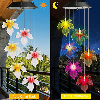 Toodour Solar Wind Chimes, Color Changing Maple Leaf Wind Chime | LED Mobile Wind Chimes, Waterproof Outdoor Wind Chime Lights for Garden, Patio, Party, Window, Thanksgiving - color: Maple Leaf