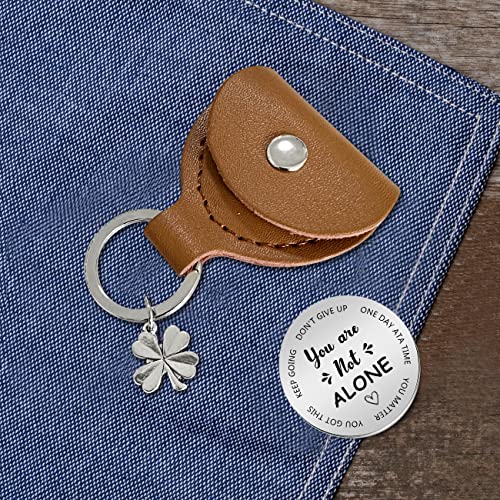 Advivio Pocket Hug Stainless Steel Memorial Token Double Sided Engraved Keychain Long Distance Relationship Keepsake Gift - color: You Are Not Alone