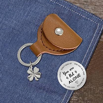 Advivio Pocket Hug Stainless Steel Memorial Token Double Sided Engraved Keychain Long Distance Relationship Keepsake Gift - color: You Are Not Alone