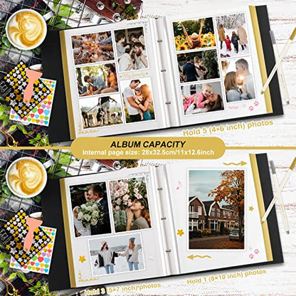 Lanpn Self Adhesive Photo Album Scrapbook 80 Pages, Linen Photos Albums DIY Sticky Magnetic Pages holds 4X6 7x5 A5 Picture for Family Wedding Birthday (Large-40 Sheets/80 Pages, Blue) - color: Blue, size: Sticky Page (Large,80 Pages)