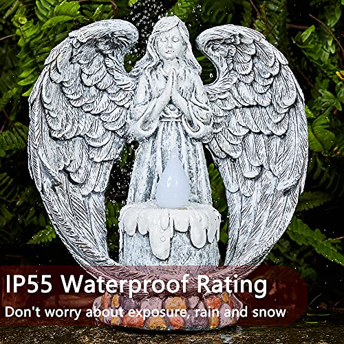 Angel Garden Statues Outdoor Cemetery Decorations for Grave Take The Cross Praying Wings Angel Figurine Cemetery Lights Patio Lawn Yard Porch Decorations 10.24 Inch - style: Praying Wings Angel