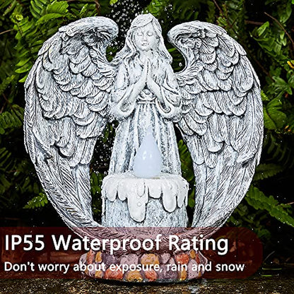 Angel Garden Statues Outdoor Cemetery Decorations for Grave Take The Cross Praying Wings Angel Figurine Cemetery Lights Patio Lawn Yard Porch Decorations 10.24 Inch - style: Praying Wings Angel