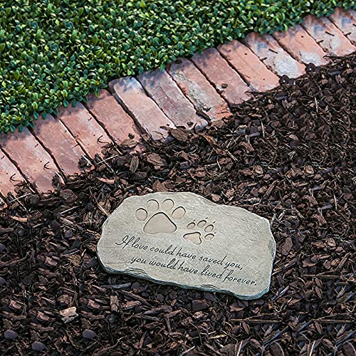 Pet Memorial Stone for Cats Dogs Headstone Pet Tombstone Grave Markers with Paw Print, Sympathy Poem in Lawn, Garden, Backyard, Pet Loss Gifts