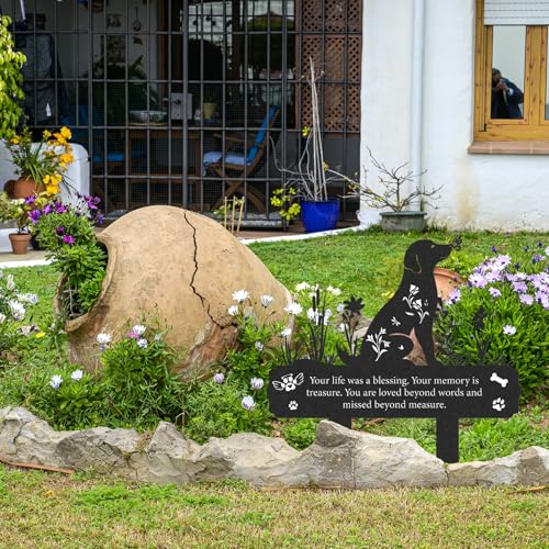 Rngmsi Dog Grave Marker 12 X 14.5 Inches Pet Memorial Garden Black Silhouette - style: Dog and Butterfy