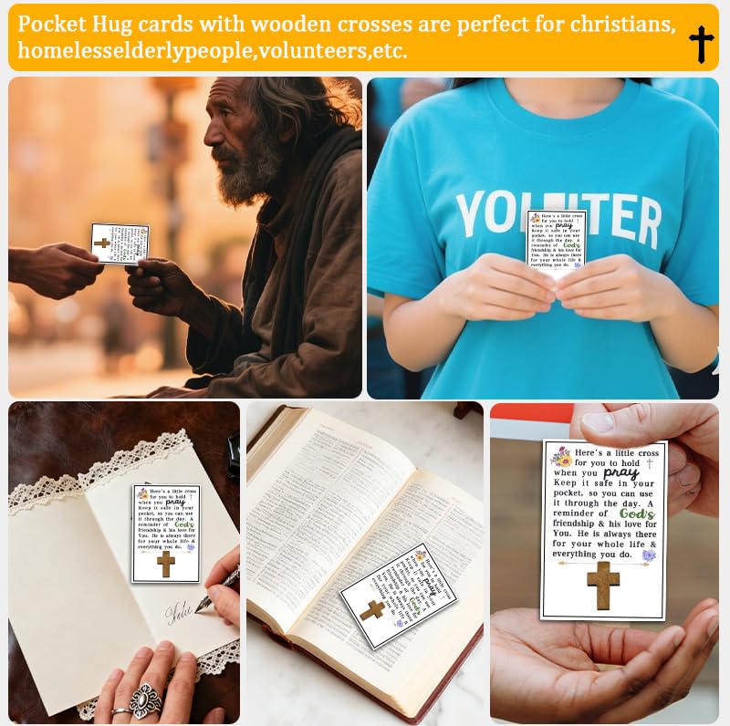 Small Cross Christmas Gifts for Women Christian Wooden Pocket Tokens Christening Communion Communion Confirmation Baptism Gifts for Girl Catholic Religious Xmas Holiday Birthday Gift for Church Friend - color: Religious Greeting Cards with Cross