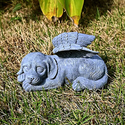 Sleeping Angel Dog Ornament Memorial Stone Gift for Pet Loss Sympathy - color: Angel Dog