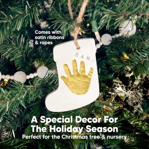Baby Hand and Footprint Kit, Personalized Baby Christmas Ornament (Jingles) - color: Trove, Jingles
