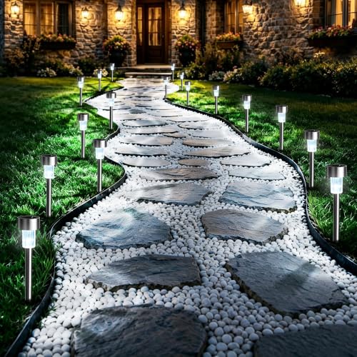 GIGALUMI Outdoor Waterproof Solar Pathway Lights, 20 Pack Cold White - color: Cold White, size: 20 PACK