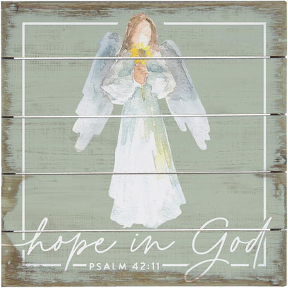 Simply Said, INC Perfect Pallet Petites Celebration of Life Sign, Hope In God Angel, 8 inch Wood Decor, Made in USA, PET26238 - color: Hope In God Angel