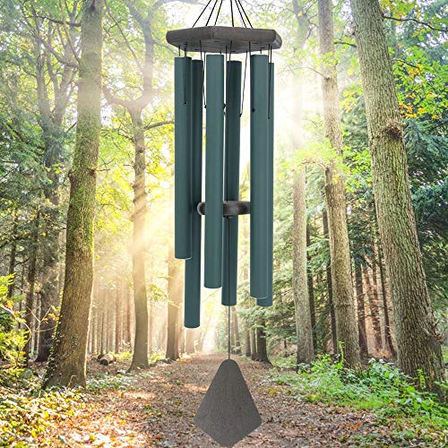 Sympathy Wind Chimes Outdoor Deep Tone,36Inch Melody Wind Chimes Large with 6 Heavy Tubes Tuned Bass Tone,Memorial Windchimes Personalized for Mother Father,Garden Decor Chime,Forest Green - color: Green, size: 36"