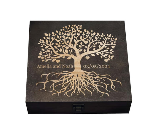 Personalized Name Gifts in Memory of Loved Tree of Life - Custom Engraved Keepsake Box for Cherished Memories & Tributes