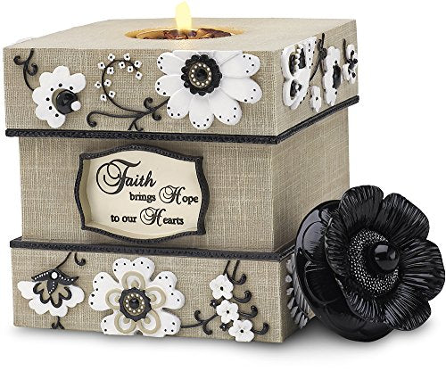 Pavilion Gift Company Modeles 88012, 5-Inch Square Tea Light Holder, Faith Sentiment