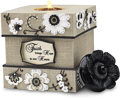 Pavilion Gift Company Modeles 88012, 5-Inch Square Tea Light Holder, Faith Sentiment