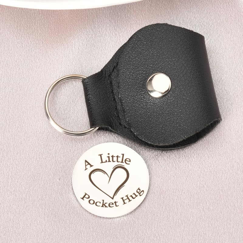 Sisadodo Pocket Hug Token Long Distance Relationship Keepsake Gifts for Women Birthday Christmas Gifts With Leather Keychain - color: May You Be Proud of the Work You Do