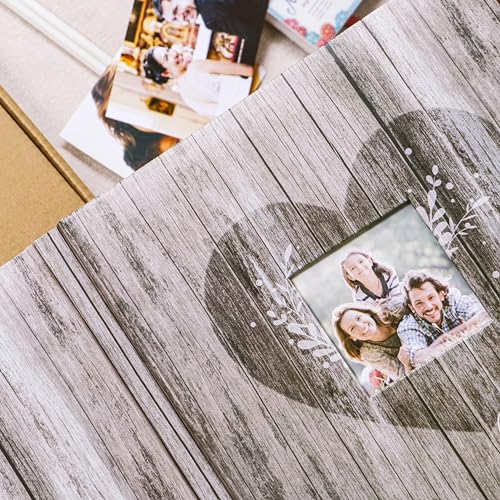 Holoary Self Adhesive Page Scrapbook Photo Album with Metallic Pen for 3x5 4x6 5x7 6x8 8x10 Hand Made DIY 40 pages Albums, Printed Kraft Paper Cover Memory Book (Wood Grain with Window) - color: Wood Grain