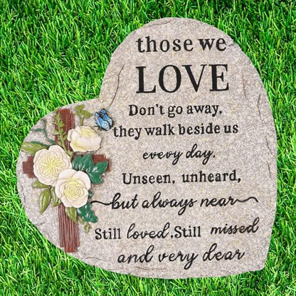 Cross Memorial Garden Stones, 10 inches Sympathy Garden Stone for Loved One, in Memory of Loved one Gifts, Resin Garden Stepping Stones Outdoor, Memorial Gifts