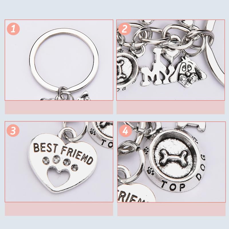 I Love My Dog Paw Print Keychain Pet Best Friend Puppy Bone Key Chain Charm for Dog Lovers Mom Dad Owners Birthday Christmas Gifts for Veterinarian Loss of Pet Memorial Sympathy Keyring Gift