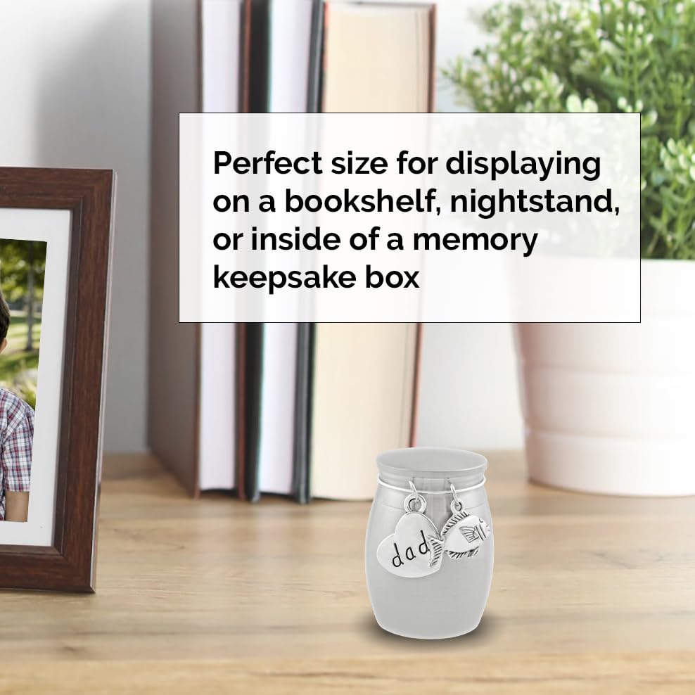 Small Urn for Dad Fishing Keepsake Miniature Ashes Holder Loss of Father | Cremation Ashes Fisherman Memorial. Holds a Small Amount of Ashes. Perfect Sharing Urn for Dividing Among Family Members