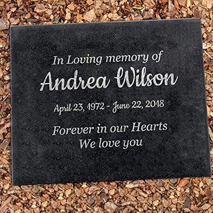 Customizable In Loving Memory Granite Garden Stone (15 x 12 x 0.4") | Laser Engraved, Indoor & Outdoor Use, Personalized Text, Black Granite, Memorial Plaque - size: 15 x 12 x 0.4"