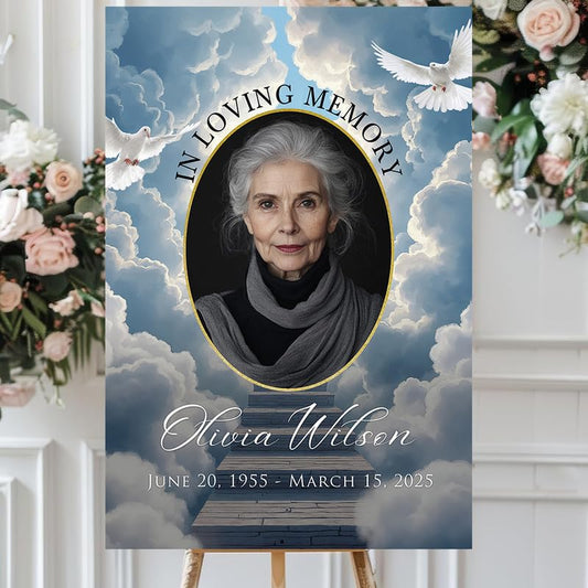 Personalized Funeral Welcome Signs, Celebration Of Life Yard Sign, Celebration of Life Decoration, Custom Memorial Sign, Minimalist Memorial Sign With Photo, Memory Signs For Funerals#15 - color: Design 15