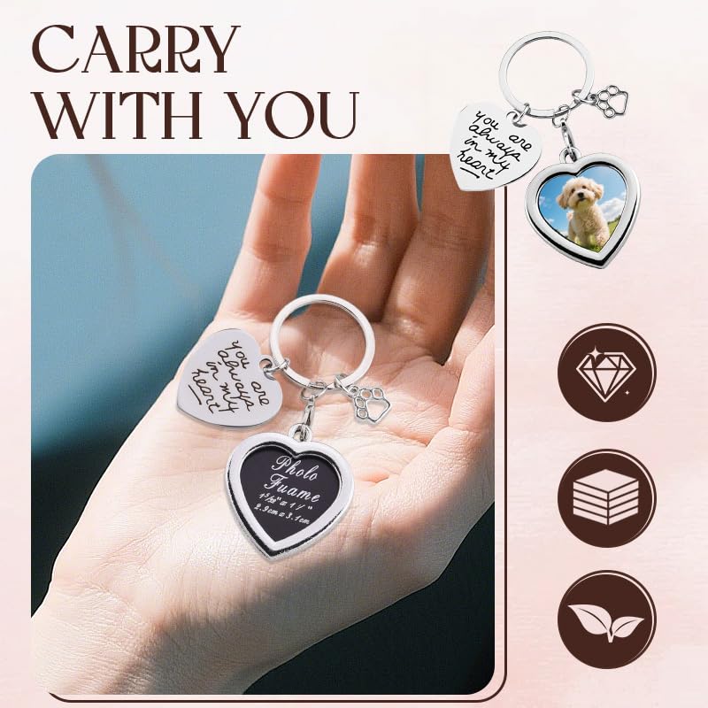 Pet Memorial Gifts Photo Keychain for Loss of Dog Remembrance Sympathy Gift Dog Photo Frame chain for Pet Memorial Keychain You Are Always in My Heart