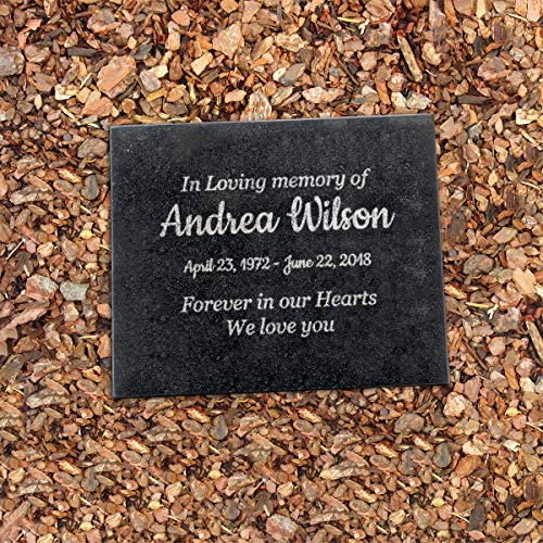 Customizable In Loving Memory Granite Garden Stone (8 x 10 x .4") | Laser Engraved, Indoor & Outdoor Use, Personalized Text, Black Granite, Memorial Plaque - size: 8 x 10 x 0.4"