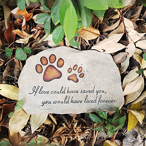 Pet Memorial Stone for Cats Dogs Headstone Pet Tombstone Grave Markers with Paw Print, Sympathy Poem in Lawn, Garden, Backyard, Pet Loss Gifts