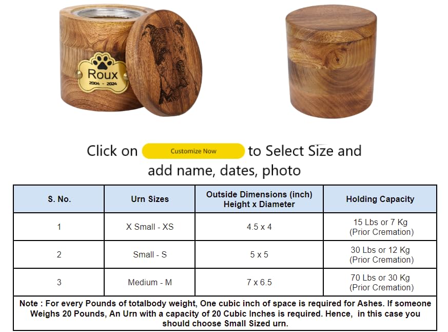 Personalized Handmade Solid Wooden Cremation Urns for Dog & Cat Ashes, Custom Photo Engraved Wood Pet Memorial Keepsake Urn Box for Ashes, Pet Urn for Dogs & Cats, Pet Loss Keepsake Urn Box for Ashes