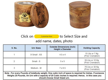 Personalized Handmade Solid Wooden Cremation Urns for Dog & Cat Ashes, Custom Photo Engraved Wood Pet Memorial Keepsake Urn Box for Ashes, Pet Urn for Dogs & Cats, Pet Loss Keepsake Urn Box for Ashes