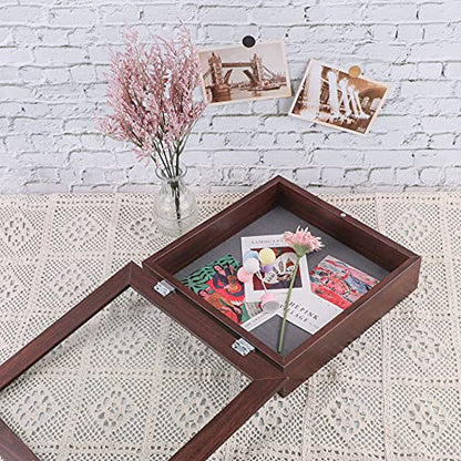 Frametory 11x11 Shadow Box Frame Display Case, 2-inch Depth (Walnut) - color: Walnut, size: 11x11(1 Set)