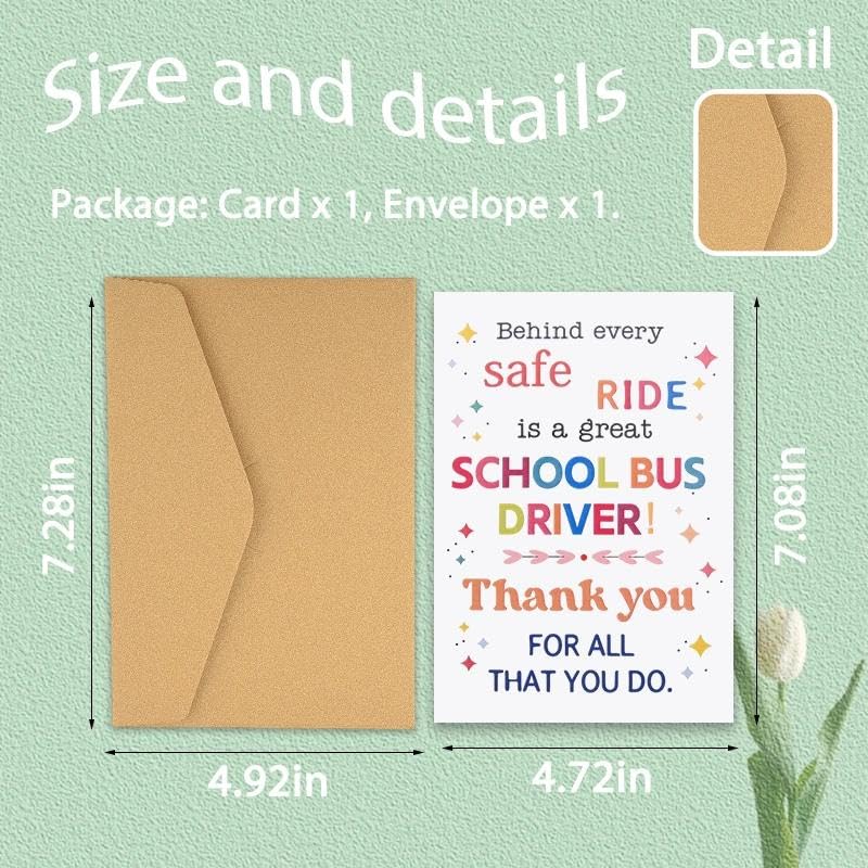 School Bus Driver Appreciation Card Envelope Birthday Christmas First Day End of Year Retirement Gifts for School Bus Driver Thank You Cards Gifts SchoolBus Drivers Greeting Card Present Gift Ideas - color: School Bus Driver Appreciation Card
