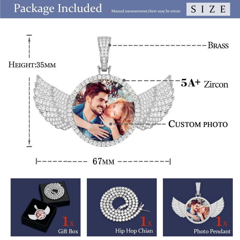 YIMERAIRE Customized Picture Necklace Personalized Circle Chain - color: 01 Circle Pendant Text(Silver)+Tennis Chain 0171