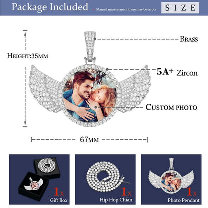 YIMERAIRE Customized Picture Necklace Personalized Circle Chain - color: 01 Circle Pendant Text(Silver)+Tennis Chain 0171