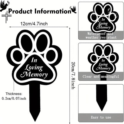 ARFUKA Pet Grave Markers Dog & Cat Paw Print Memorial Plaques Outdoor Cemetery Decorations Sympathy Remembrance Gifts for Loss of Pet