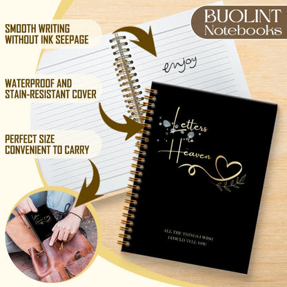 Letters to Heaven Notebook Journal 5.5x8.3, Grief Journal for Women, Memorial Sympathy Gifts for Loss of Loved One, Remembrance Bereavement Gifts Spiral Hardcover Notebook(Black Gold) - color: Blacl Gold