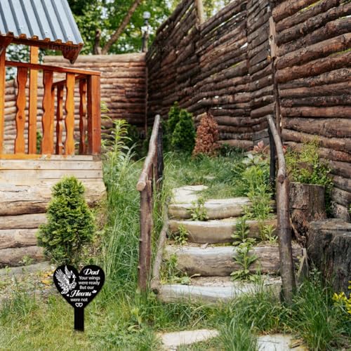 GLOBLELAND Heart Shaped Cardinal Flowers Garden Stake for Father Memorial Remembrance Plaque Stake Cemetery Dad Acrylic Waterproof Sympathy Garden Stakes for Yard Grave Cemetery - style: Cardinal Flower Father
