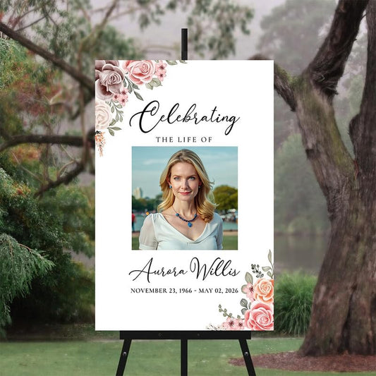 Personalized Funeral Welcome Sign, Custom Memorial Yard Sign, Celebration of Life Decoration, Tribute Poster with Multiple Photos, In Loving Memory Sign for Funeral Service #9 - color: Version #9