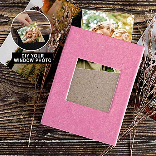 Ywlake Photo Album 4x6 50 Pockets 2 Packs, Small Mini Capacity Leather Photo Albums, Each Pack Holds 50 Top Loader Vertical Only Pictures Pink - color: Pink, size: 50 Photos/2PK