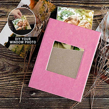 Ywlake Photo Album 4x6 50 Pockets 2 Packs, Small Mini Capacity Leather Photo Albums, Each Pack Holds 50 Top Loader Vertical Only Pictures Pink - color: Pink, size: 50 Photos/2PK