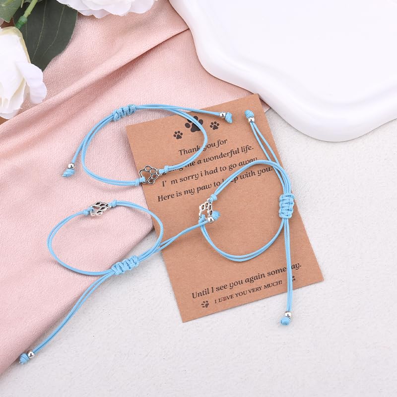 Pet Memorial Gifts Bracelets for Loss of Dog Cat Symapthy Gift for Dog Cat Lovers Passing Away Gifts Paw Print Bracelet - color: Blue