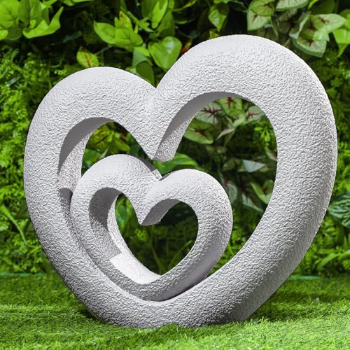 Suzile Nesting Heart Garden Sculpture Resin Outdoor Garden Statues 13.39 x 12.2 x 3.15 Inches Memorial Statues for Grave Cemetery Tombstone Patio Lawn Backyard Yard 4th of July Gift Decoration