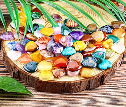 72pcs Heart Shaped Crystal Stones,0.8" Assorted Chakra Hearts 247-250g - color: 72pcs Heart Stones