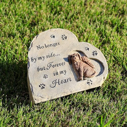 Dog Memorial Stone, Heart-Shaped Pet Grave Marker, 6.3"x5.3" | Pet Dog Grave Markers Headstones, Sympathy Gift for Loss of Dog, Durable Outdoor, Angel Design
