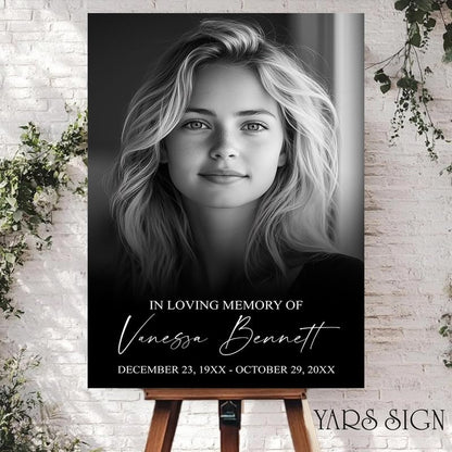 Celebrating the Life Memorial Sign Personalized - Funeral Welcome Sign, Celebration of Life Poster with Picture, Funeral Photo Display Board, In Loving Memory, Forever In Our Hearts Canvas #19 - color: Version #19