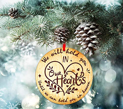 PETCEE Christmas in Heaven Ornaments - 3" Memorial Christmas Ornament We Will Hold You in Our Hearts Until We Can Hold You in Heaven Hanging Xmas Trees Ornaments Decorations Sympathy Gifts