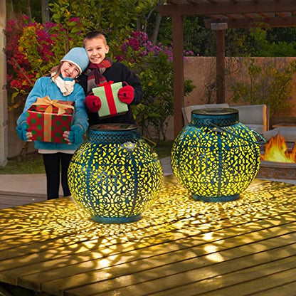 TAKE ME 2 Packs Solar Lanterns Outdoor Lights Waterproof Garden Lanterns for Patio,Outside Mothers Day Gifts Mom Wife Grandma Birthday Gifts [Set of 2] - color: Blue