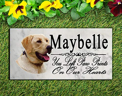 Yellow Lab Memorial Stone - You Left Paw Prints On Our Hearts” - color: Multi - Yellow Lab