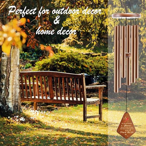 Memorial Sympathy Wind Chimes for Loss of Loved One 32'', Cardinal Wind Chimes in Memory of a Loved One, Cardinal Memorial Gifts, Bereavement Condolence Remembrance Gifts,Wooden,Brown