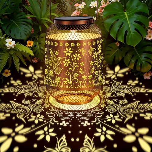 Vaukki Patio Solar Lantern Outdoor Waterproof, Hummingbird Garden Decor